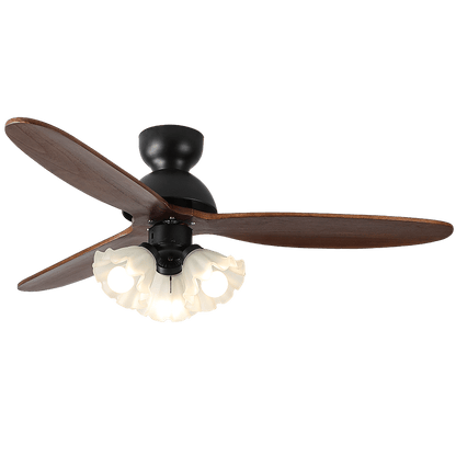 Plafondventilator met Verlichting – Scandinavische Ventilator met Lamp – Houten Bladen en LED-Verlichting