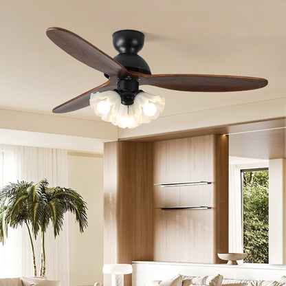 Plafondventilator met Verlichting – Scandinavische Ventilator met Lamp – Houten Bladen en LED-Verlichting