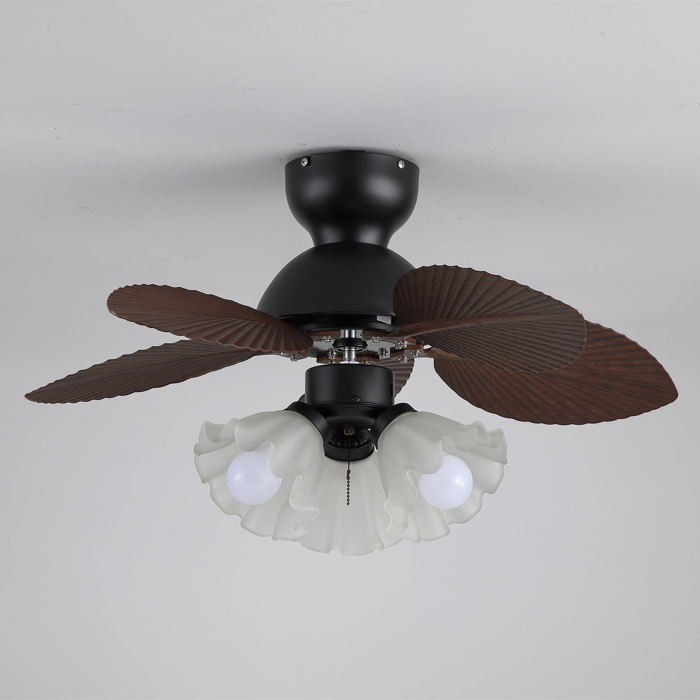 Plafondventilator met verlichting Ø80cm DC-motor afstandsbediening walnoot zwart 6 snelheden 35W 220V