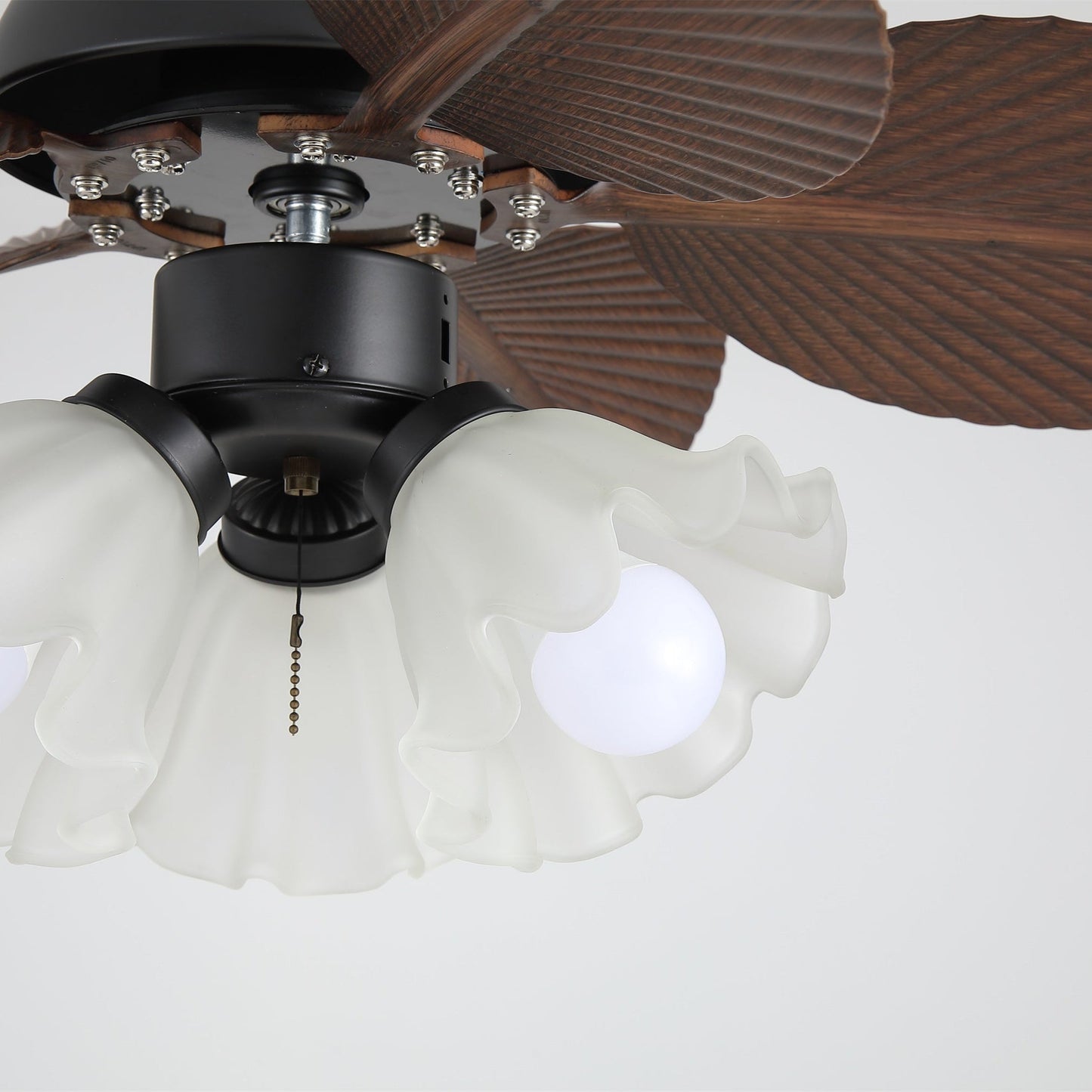 Plafondventilator met verlichting Ø80cm DC-motor afstandsbediening walnoot zwart 6 snelheden 35W 220V