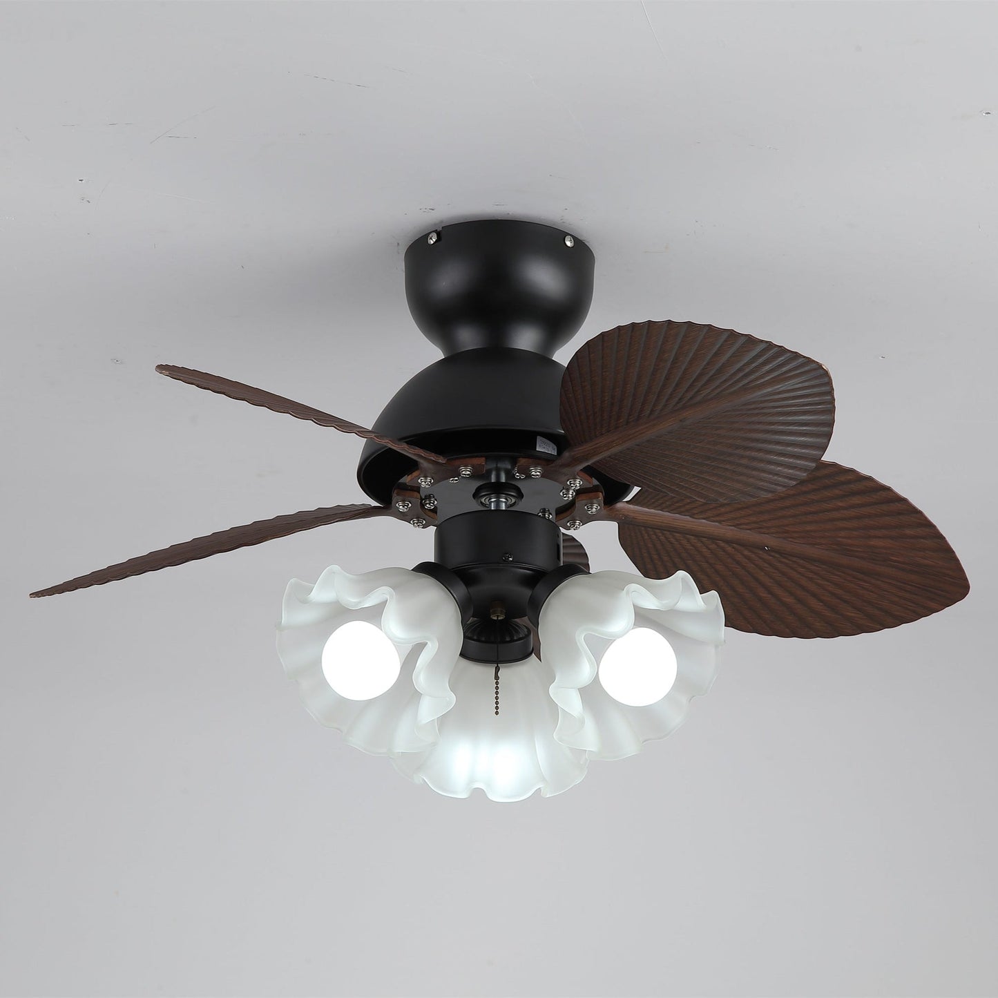 Plafondventilator met verlichting Ø80cm DC-motor afstandsbediening walnoot zwart 6 snelheden 35W 220V