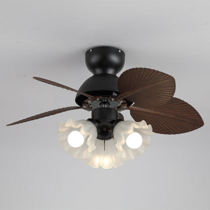 Plafondventilator met verlichting Ø80cm DC-motor afstandsbediening walnoot zwart 6 snelheden 35W 220V