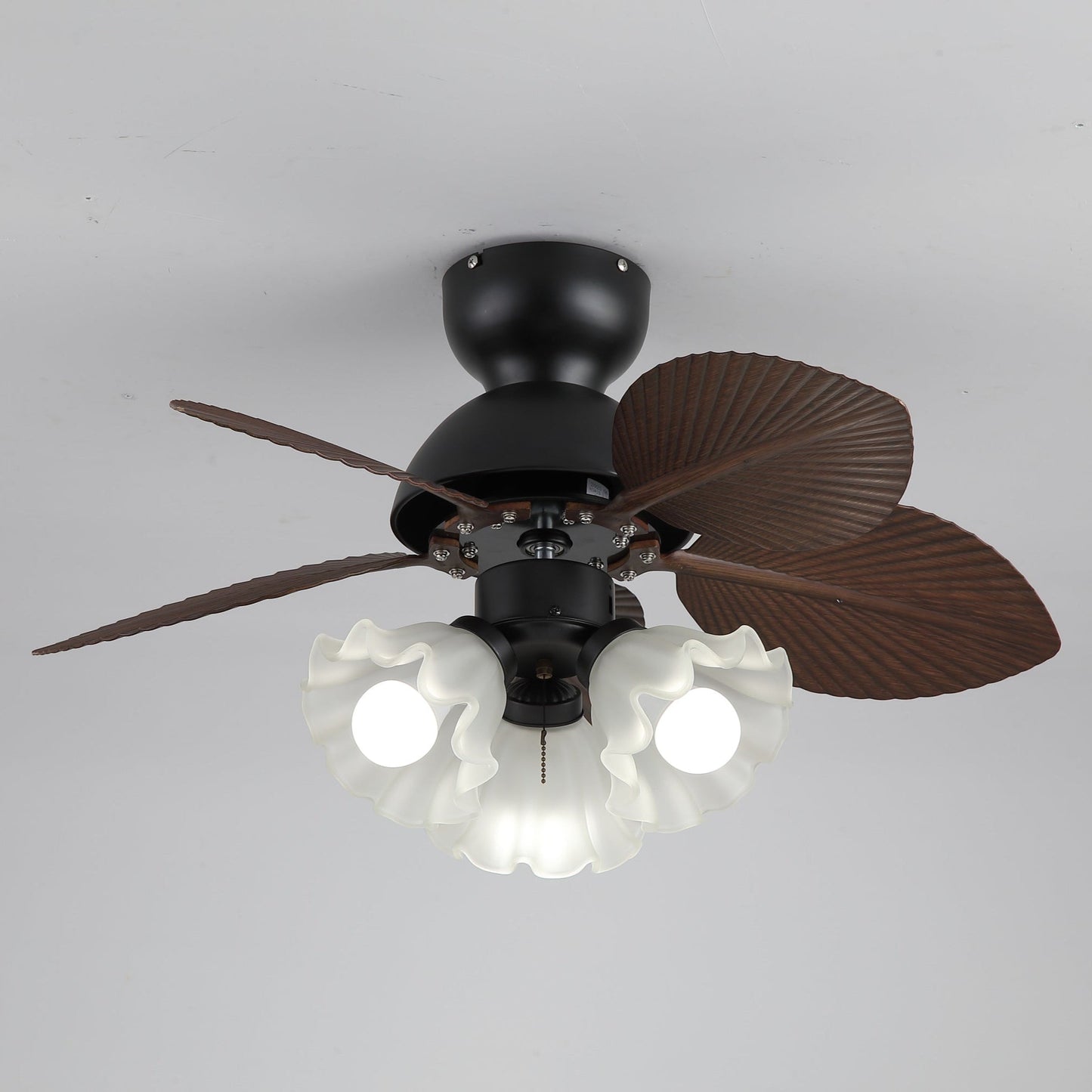 Plafondventilator met verlichting Ø80cm DC-motor afstandsbediening walnoot zwart 6 snelheden 35W 220V