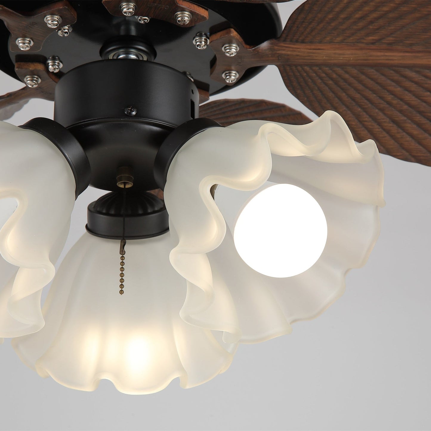 Plafondventilator met verlichting Ø80cm DC-motor afstandsbediening walnoot zwart 6 snelheden 35W 220V