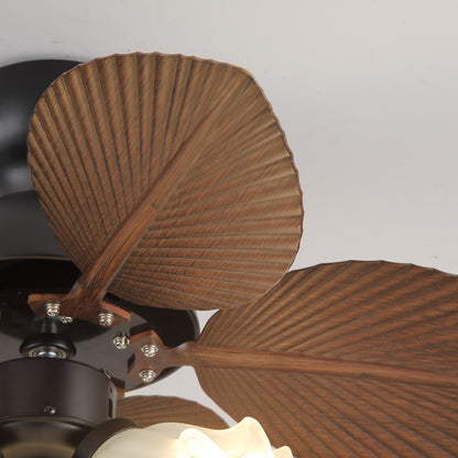 Plafondventilator met verlichting Ø80cm DC-motor afstandsbediening walnoot zwart 6 snelheden 35W 220V