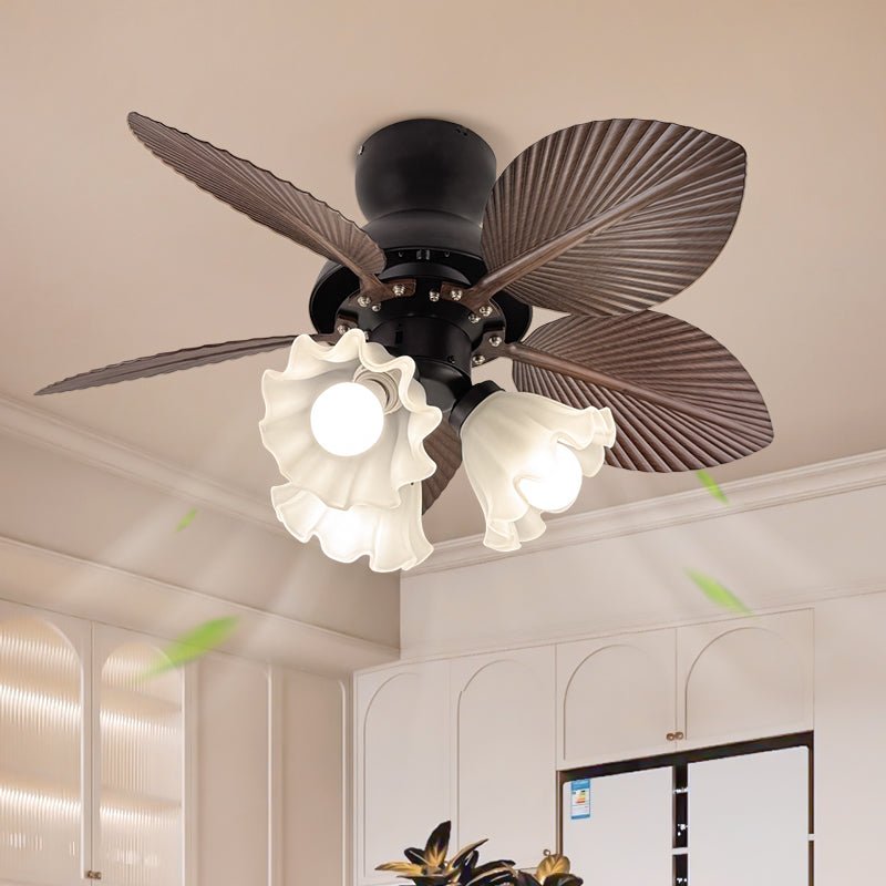 Plafondventilator met verlichting Ø80cm DC-motor afstandsbediening walnoot zwart 6 snelheden 35W 220V