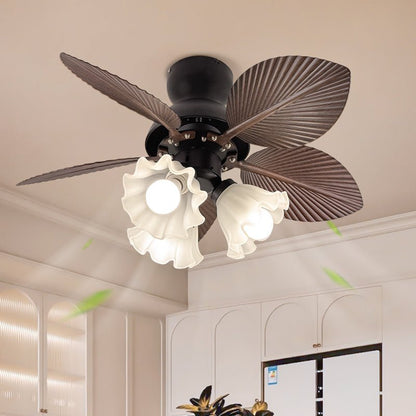 Plafondventilator met verlichting Ø80cm DC-motor afstandsbediening walnoot zwart 6 snelheden 35W 220V