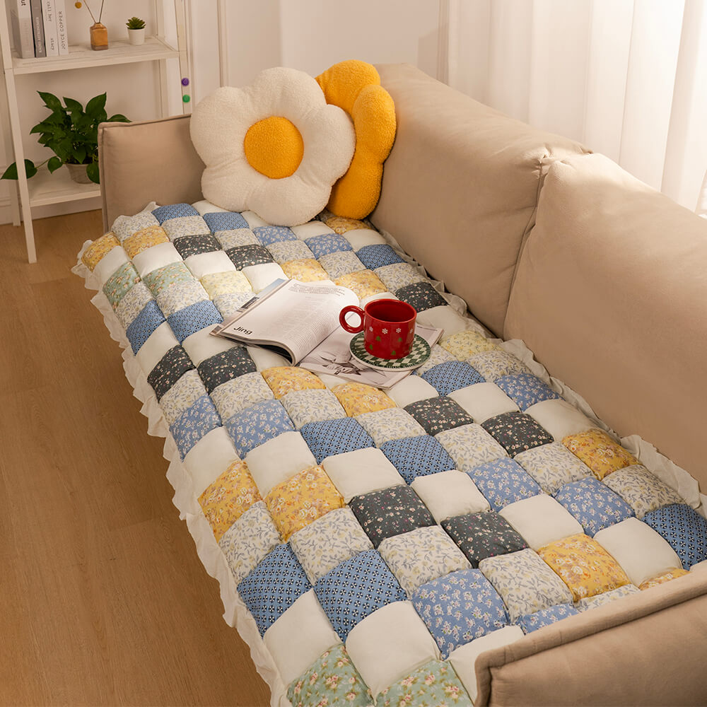 Bankhoes Katoen met Gewatteerde Beschermlaag 60x180cm Antislip Meubelbeschermer Zithoezen Diverse Kleuren