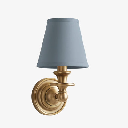 Wandlamp met stoffen kap en zwanenhalsarm – smeedijzeren armatuur met verstelbare leeslamp