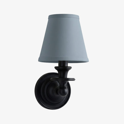 Wandlamp met stoffen kap en zwanenhalsarm – smeedijzeren armatuur met verstelbare leeslamp