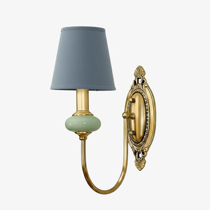 Keramische wandlamp met stoffen kap - 1 of 2 lichtpunten - E27 - diverse kleuren & stijlen