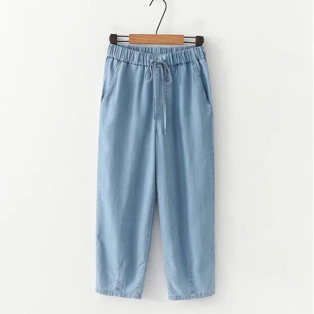 Moderne Vrouwelijke Lyocell Denim Broek Trendy Design