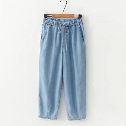 Moderne Vrouwelijke Lyocell Denim Broek Trendy Design