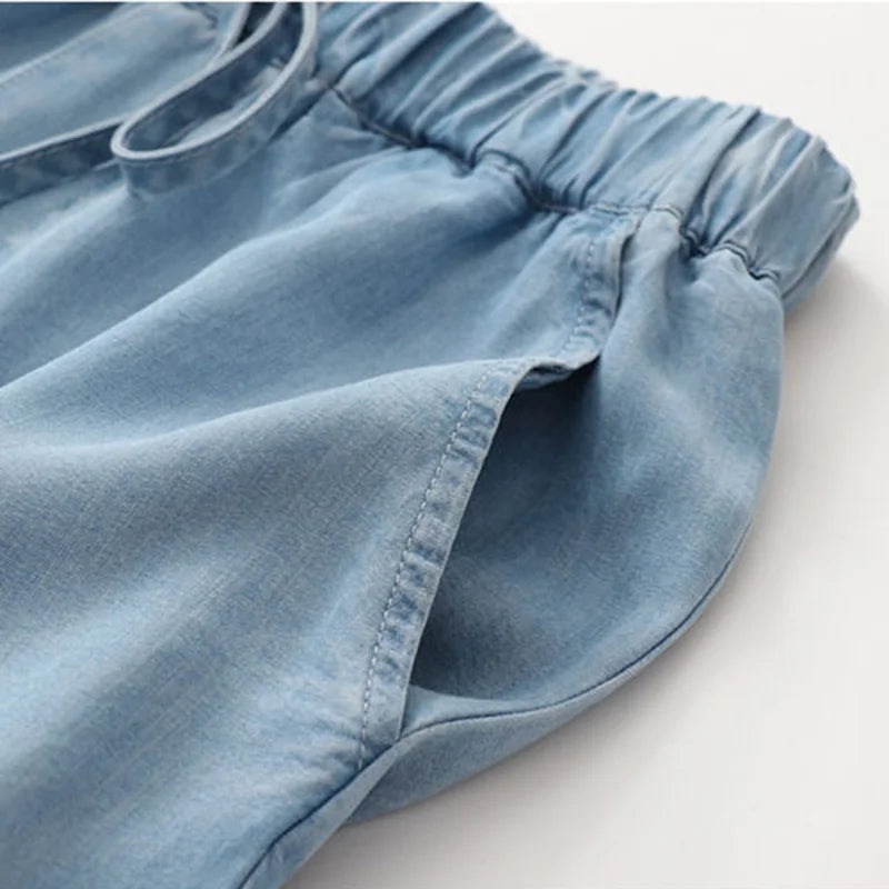 Moderne Vrouwelijke Lyocell Denim Broek Trendy Design