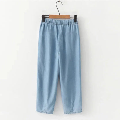 Moderne Vrouwelijke Lyocell Denim Broek Trendy Design