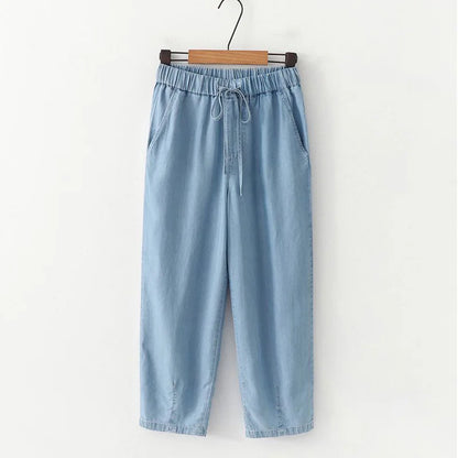 Moderne Vrouwelijke Lyocell Denim Broek Trendy Design