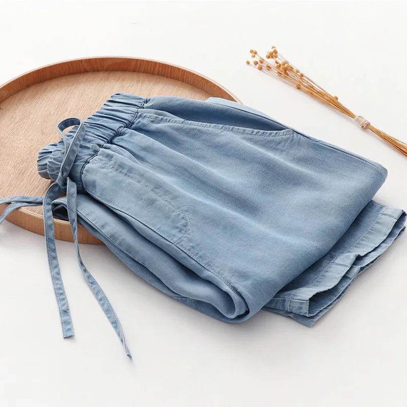 Moderne Vrouwelijke Lyocell Denim Broek Trendy Design