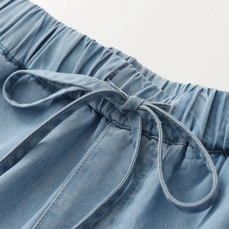 Moderne Vrouwelijke Lyocell Denim Broek Trendy Design