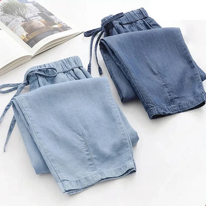 Moderne Vrouwelijke Lyocell Denim Broek Trendy Design