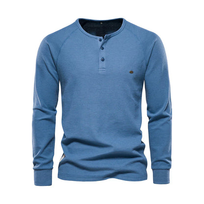 Heren Henley Shirt Lange Mouwen Casual Basic Streetwear