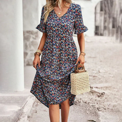 Vrouwelijke Zomerjurk Bloemendesign Casual