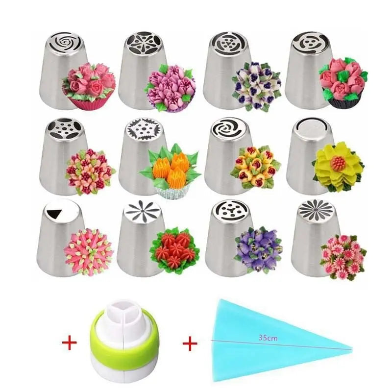 Bloem Spuitmonden Set Edelstaal voor Taartdecoratie Crème Bladpatronen Professionele Bakgereedschap Slagroomspuitzakken Decoratietools Gebak Versiering Fijne Details