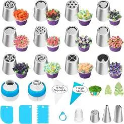 Bloem Spuitmonden Set Edelstaal voor Taartdecoratie Crème Bladpatronen Professionele Bakgereedschap Slagroomspuitzakken Decoratietools Gebak Versiering Fijne Details
