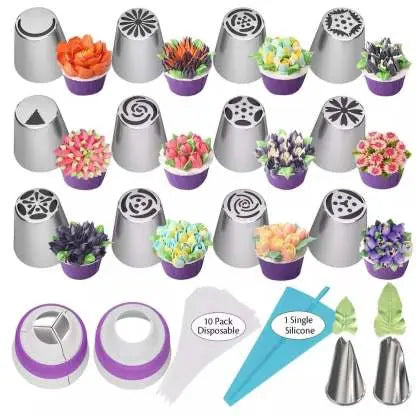 Spuitdüsenset voor Taartdecoratie met Bloemmotieven – Professionele Spuitmonden voor Prachtige Bloemen en Sierlijke Details