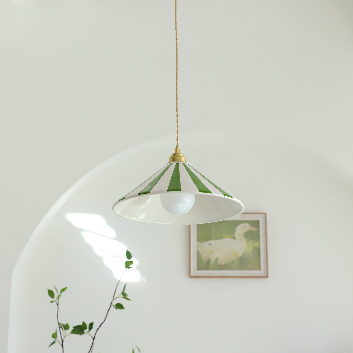 Gestreepte Glazen Hanglamp met Messing Fitting – Dopamine Kleuren Hangende Verlichting voor Keuken Eetkamer