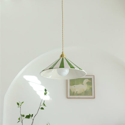 Gestreepte Glazen Hanglamp met Messing Fitting – Dopamine Kleuren Hangende Verlichting voor Keuken Eetkamer