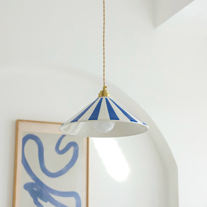 Gestreepte Glazen Hanglamp met Messing Fitting – Dopamine Kleuren Hangende Verlichting voor Keuken Eetkamer