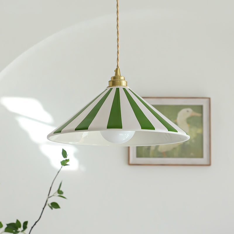 Gestreepte Glazen Hanglamp met Messing Fitting – Dopamine Kleuren Hangende Verlichting voor Keuken Eetkamer