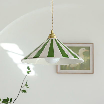 Gestreepte Glazen Hanglamp met Messing Fitting – Dopamine Kleuren Hangende Verlichting voor Keuken Eetkamer
