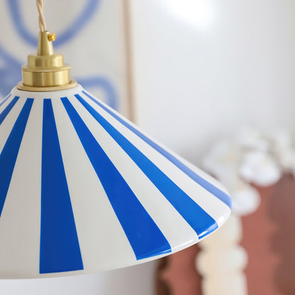 Gestreepte Glazen Hanglamp met Messing Fitting – Dopamine Kleuren Hangende Verlichting voor Keuken Eetkamer