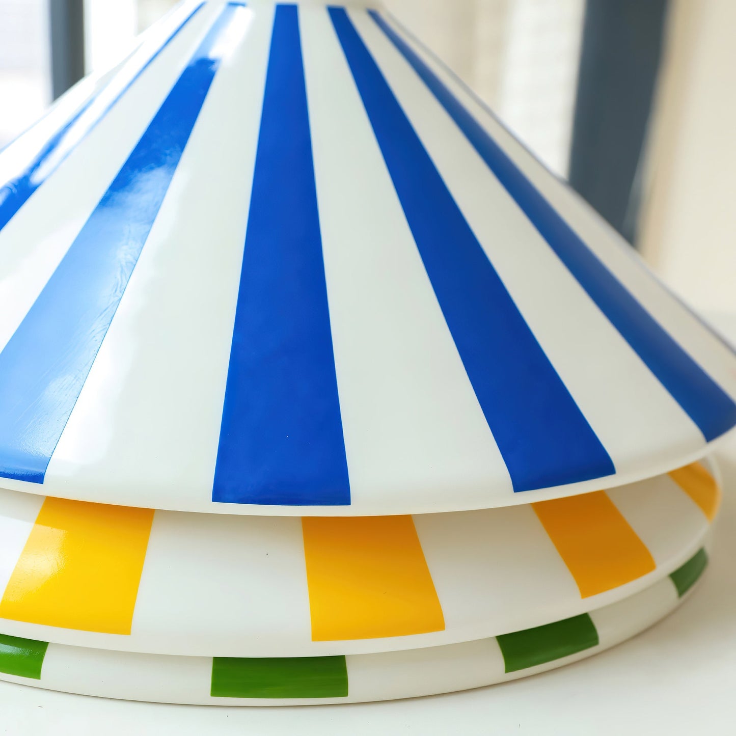 Gestreepte Glazen Hanglamp met Messing Fitting – Dopamine Kleuren Hangende Verlichting voor Keuken Eetkamer