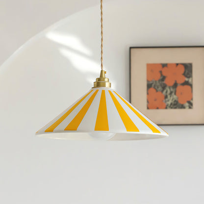 Gestreepte Glazen Hanglamp met Messing Fitting – Dopamine Kleuren Hangende Verlichting voor Keuken Eetkamer