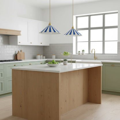 Gestreepte Glazen Hanglamp met Messing Fitting – Dopamine Kleuren Hangende Verlichting voor Keuken Eetkamer
