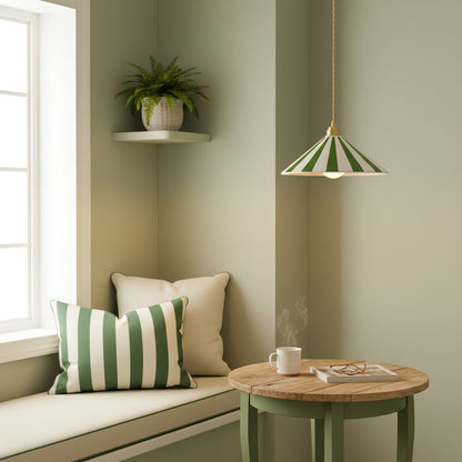 Gestreepte Glazen Hanglamp met Messing Fitting – Dopamine Kleuren Hangende Verlichting voor Keuken Eetkamer
