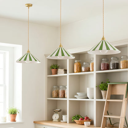 Gestreepte Glazen Hanglamp met Messing Fitting – Dopamine Kleuren Hangende Verlichting voor Keuken Eetkamer