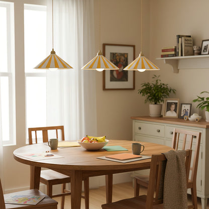 Gestreepte Glazen Hanglamp met Messing Fitting – Dopamine Kleuren Hangende Verlichting voor Keuken Eetkamer