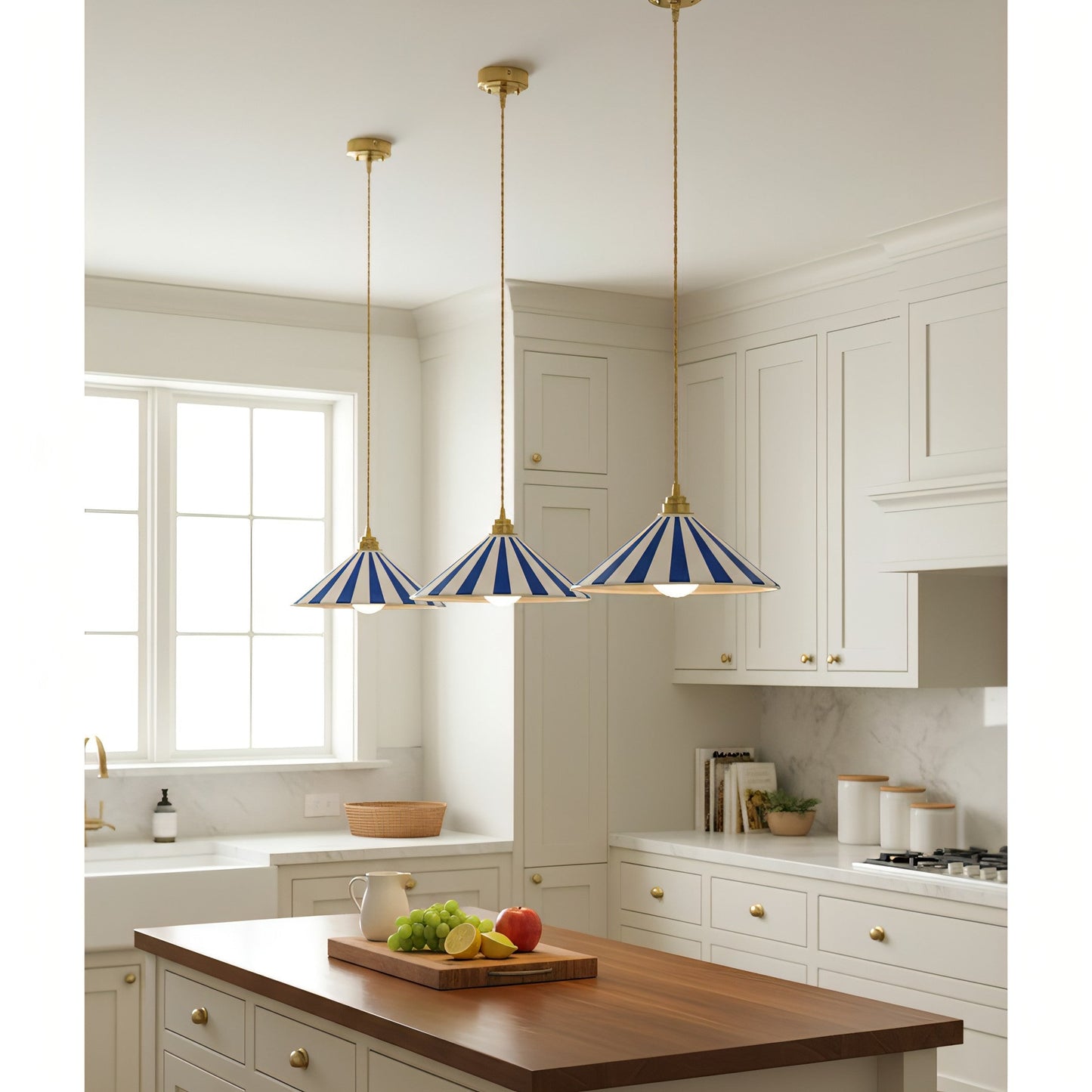 Gestreepte Glazen Hanglamp met Messing Fitting – Dopamine Kleuren Hangende Verlichting voor Keuken Eetkamer