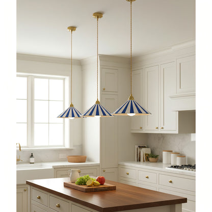Gestreepte Glazen Hanglamp met Messing Fitting – Dopamine Kleuren Hangende Verlichting voor Keuken Eetkamer