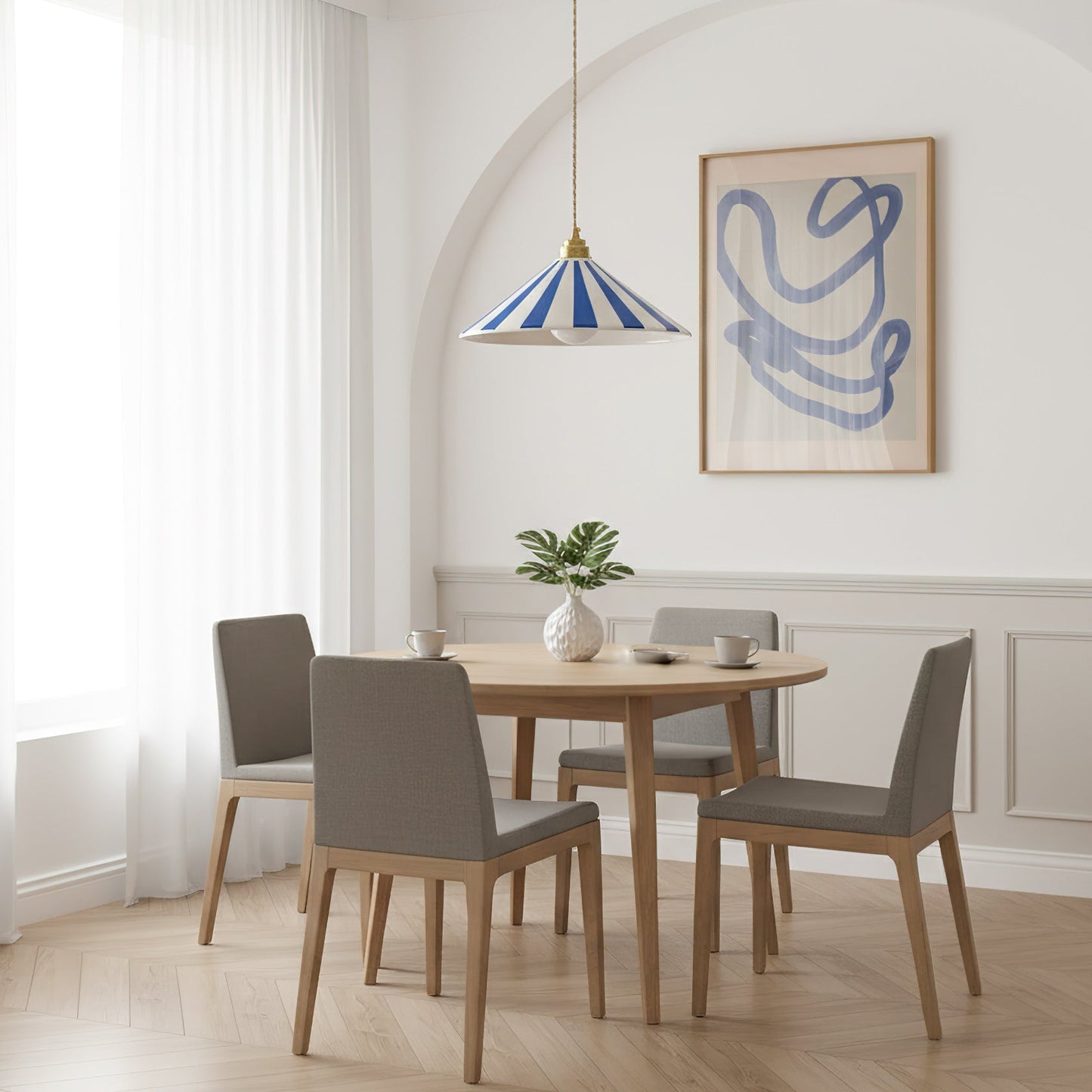Gestreepte Glazen Hanglamp met Messing Fitting – Dopamine Kleuren Hangende Verlichting voor Keuken Eetkamer
