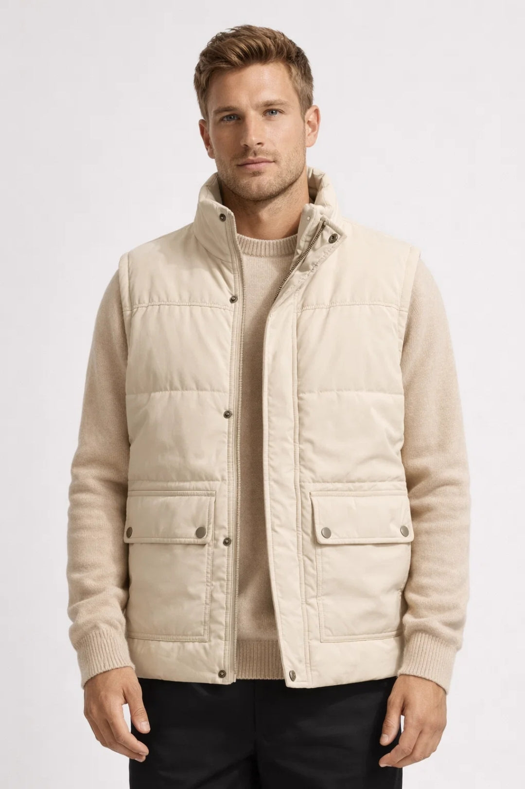 Heren Bodywarmer Gewatteerd Opstaande Kraag Casual Warm