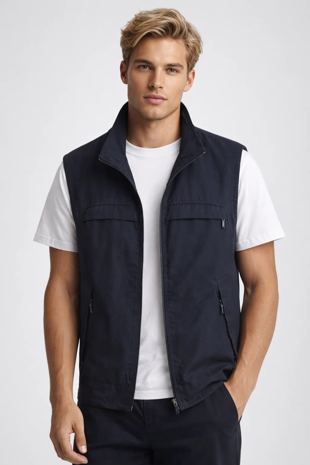 Heren Bodywarmer Lichtgewicht Opstaande Kraag Casual