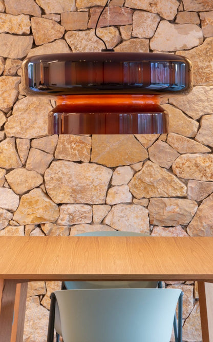 Hanglamp Glas Metaal LED Retro Bruin Eettafel Woonkamer Verstelbaar Snoer Design Verlichting Modern Interieur