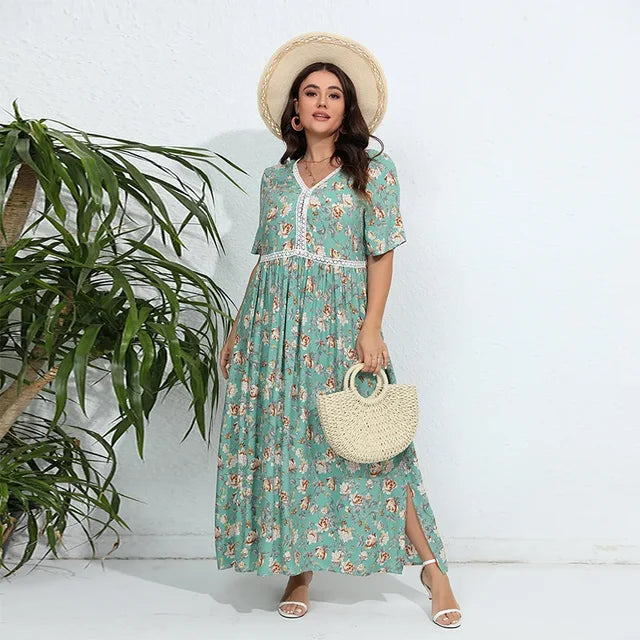 Plusmaat Zonsondergang Jurk Boho Stijl Vrouw