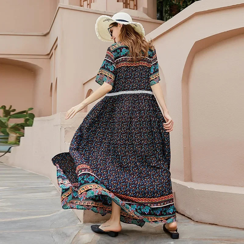 Plusmaat Zonsondergang Jurk Boho Stijl Vrouw
