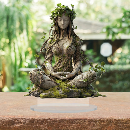 Spirituele Godin Sculptuur Acryl Decoratie Bohemian Stijl Interieurobject Zittende Vrouwenfiguur Transparant 20 cm Woonkamer Bureau Sierbeeld Meditatiedecor