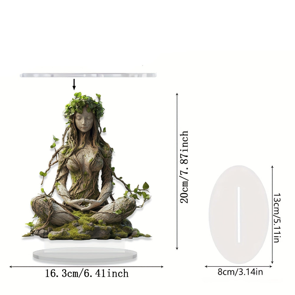 Spirituele Godin Sculptuur Acryl Decoratie Bohemian Stijl Interieurobject Zittende Vrouwenfiguur Transparant 20 cm Woonkamer Bureau Sierbeeld Meditatiedecor